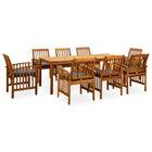 9-piece Garden Dining Set with Cushions Solid Acacia Wood