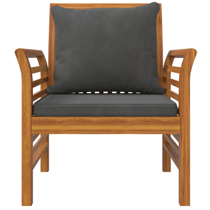 5-Delige Loungeset Met Kussens Massief Acaciahout Donkergrijs 4x Fauteuil + Tafel
