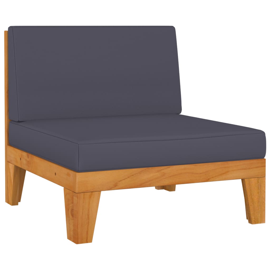 3-Delige Loungeset Met Kussens Massief Acaciahout Donkergrijs 2x hoek + midden