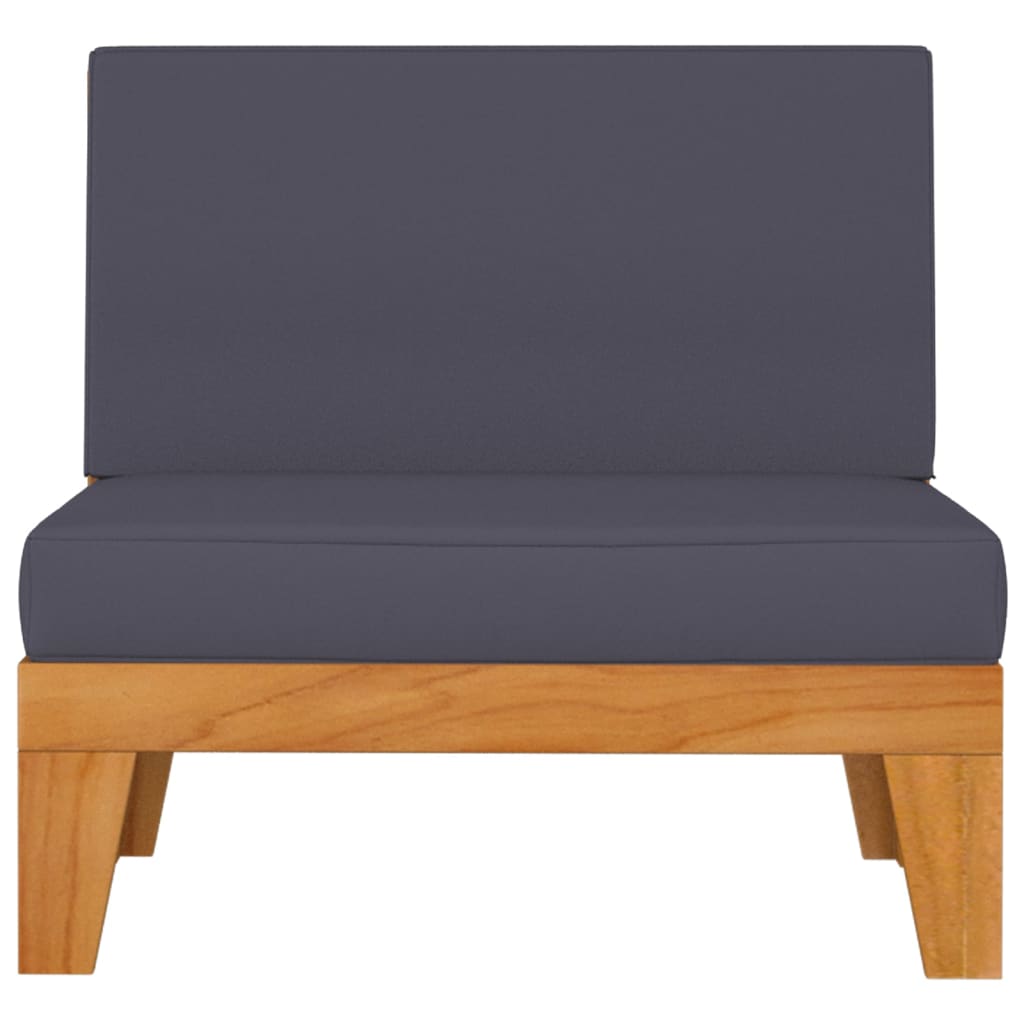 3-Delige Loungeset Met Kussens Massief Acaciahout Donkergrijs 2x hoek + midden