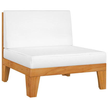 6-Delige Loungeset Met Kussens Massief Acaciahout Crème 4x hoek + midden + Tafel
