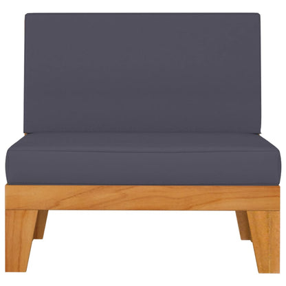 6-Delige Loungeset Met Kussens Massief Acaciahout Donkergrijs 3x hoek + 2x midden + Tafel