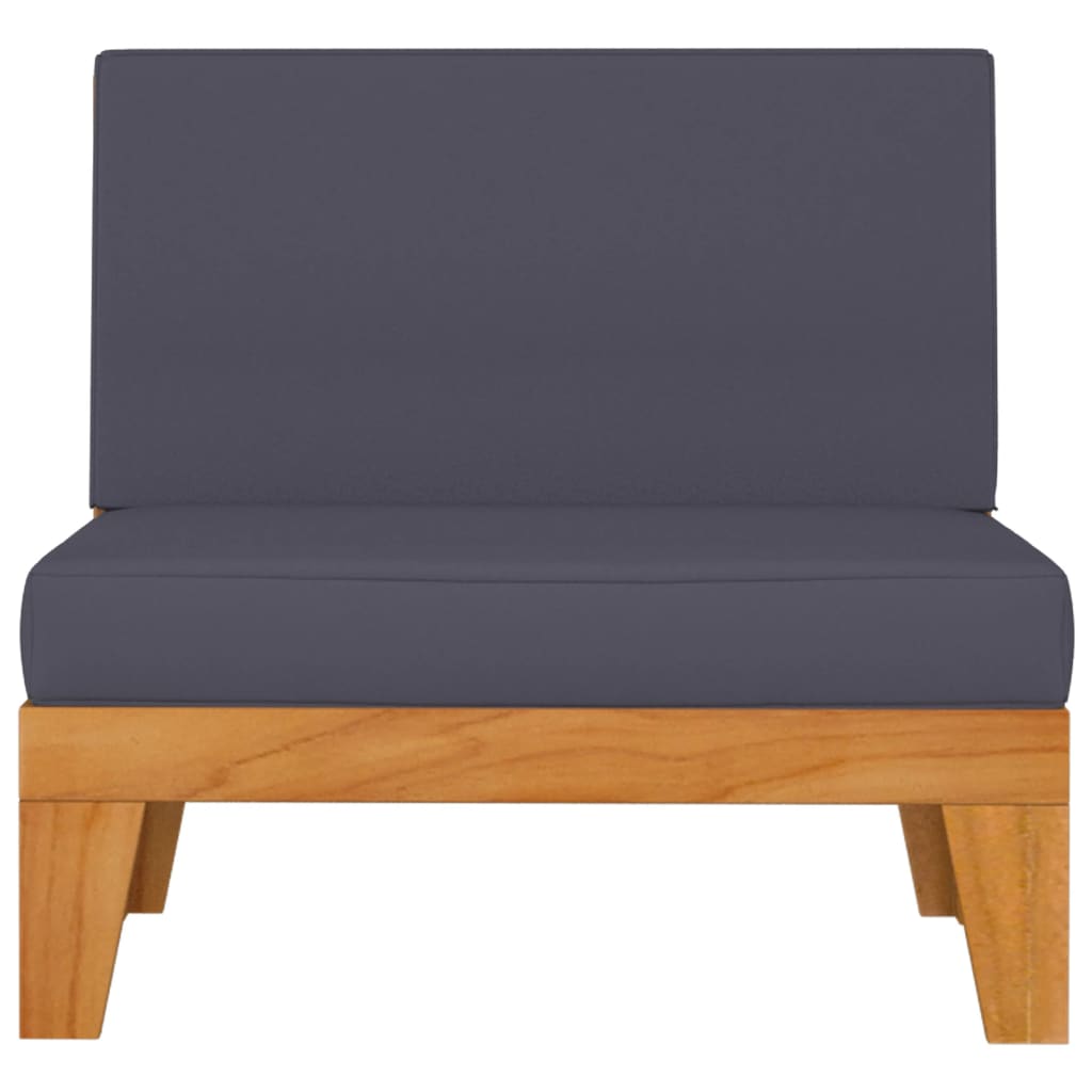 6-Delige Loungeset Met Kussens Massief Acaciahout Donkergrijs 2x midden + 2x hoek + voetensteun + Tafel