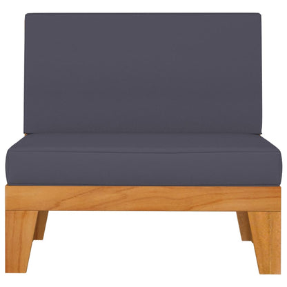 6-Delige Loungeset Met Kussens Massief Acaciahout Donkergrijs 2x midden + 3x hoek + Tafel