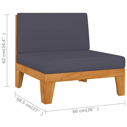 6-Delige Loungeset Met Kussens Massief Acaciahout Donkergrijs 2x midden + 3x hoek + Tafel