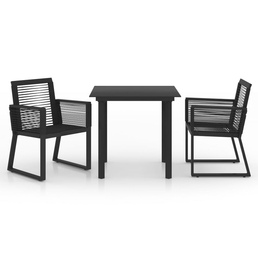 3-delige Tuinset PVC-rattan zwart