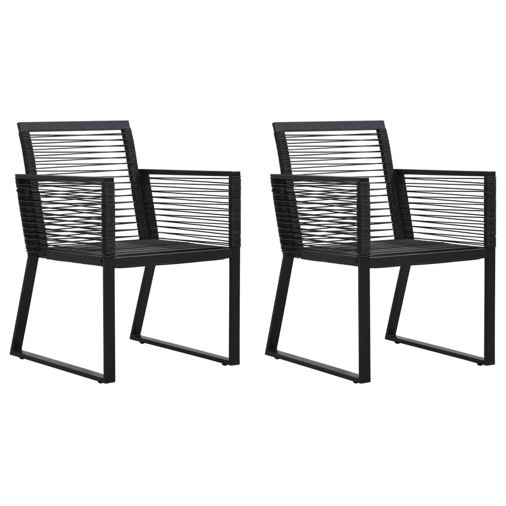 3-delige Tuinset PVC-rattan zwart