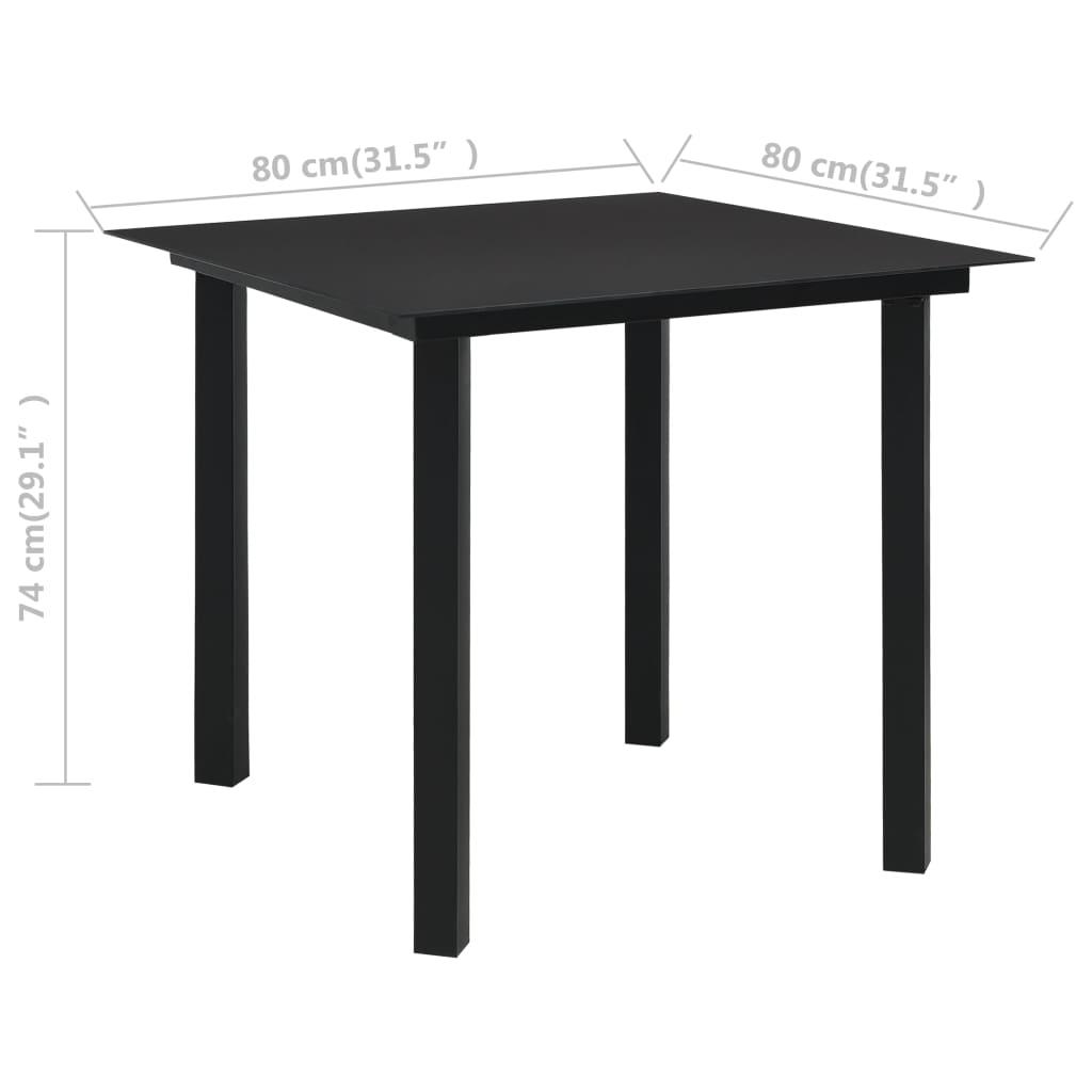 3-delige Tuinset PVC-rattan zwart