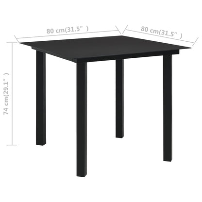 3-delige Tuinset PVC-rattan zwart