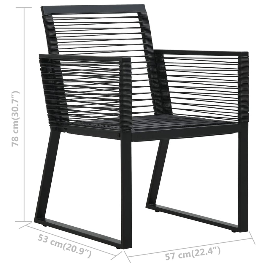 3-delige Tuinset PVC-rattan zwart