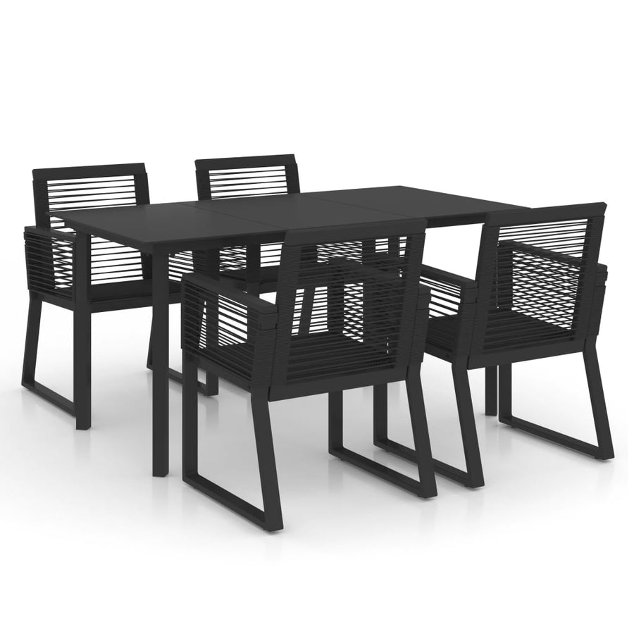 5-Delige Tuinset Pvc-Rattan Zwart 5