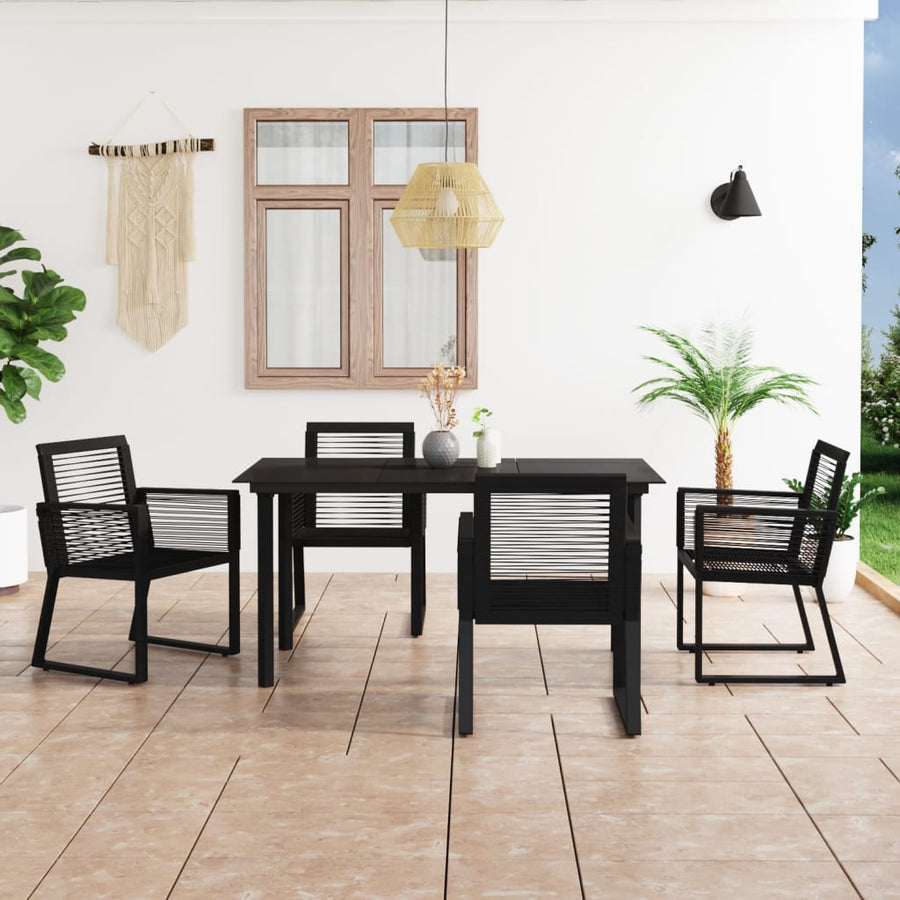 5-Delige Tuinset Pvc-Rattan Zwart 5
