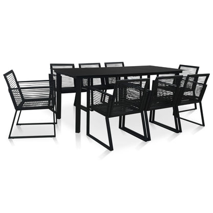 9-delige Tuinset PVC-rattan zwart
