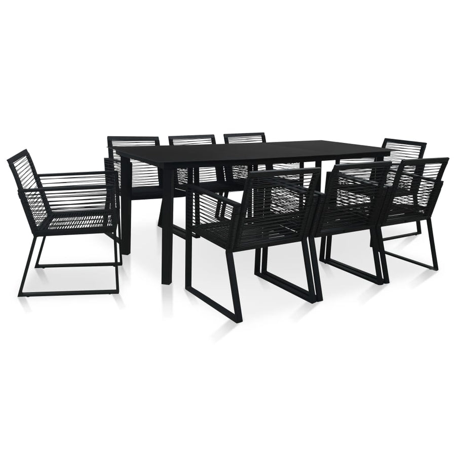 9-delige Tuinset PVC-rattan zwart