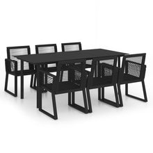 7-delige Tuinset PVC-rattan zwart