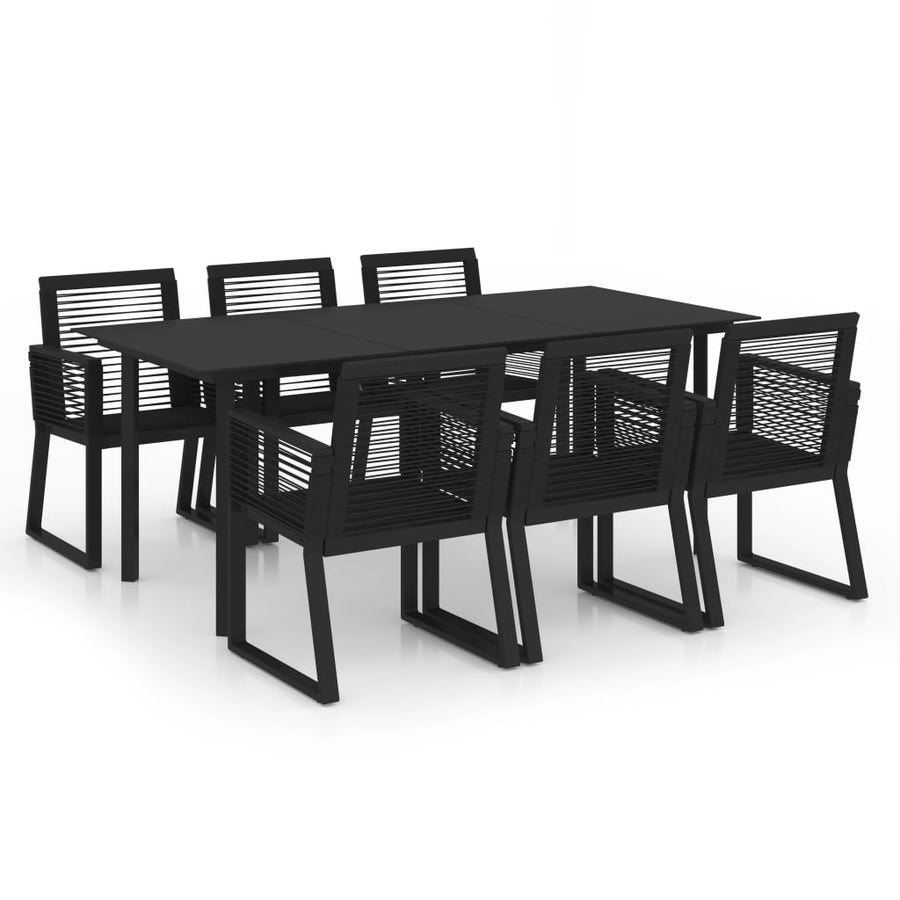 7-delige Tuinset PVC-rattan zwart