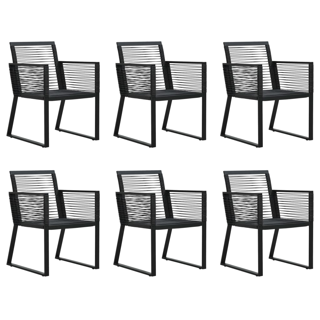 7-delige Tuinset PVC-rattan zwart