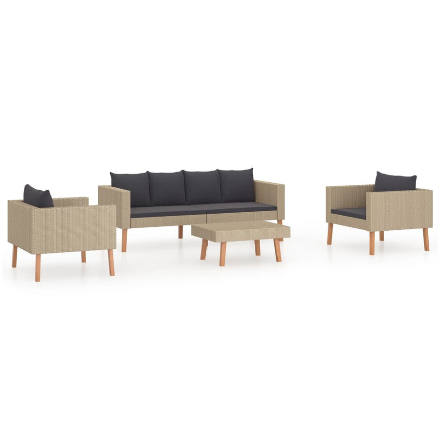 4-Delige Loungeset Met Kussens Poly Rattan 1