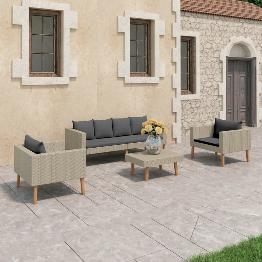 4-Delige Loungeset Met Kussens Poly Rattan 1