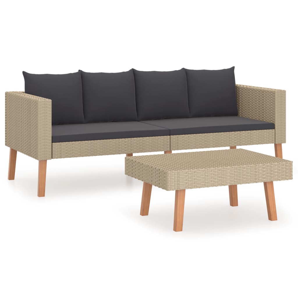 2-Delige Loungeset Met Kussens Poly Rattan 1