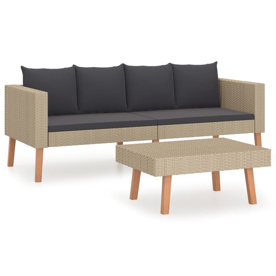 2-Delige Loungeset Met Kussens Poly Rattan 1