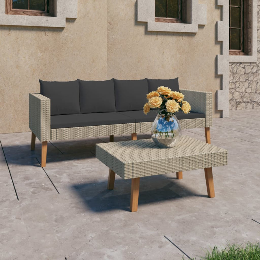 2-Delige Loungeset Met Kussens Poly Rattan 1