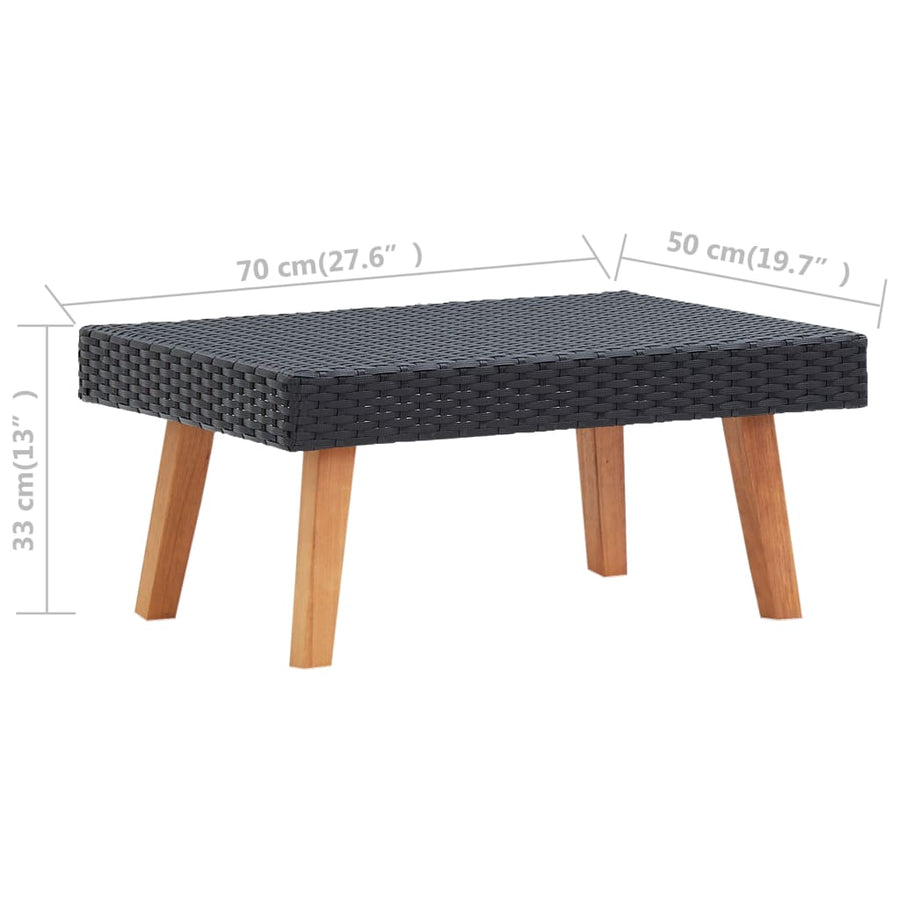 4-Delige Loungeset Met Kussens Poly Rattan Zwart Driezitsbank + 2x Fauteuil + Tafel