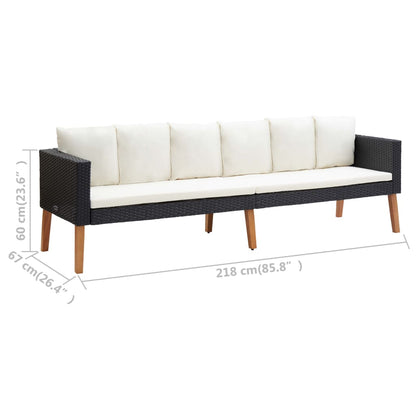 5-Delige Loungeset Met Kussens Poly Rattan Zwart Driezitsbank + Tweezitsbank + 2x Fauteuil + Tafel