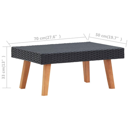 3-Delige Loungeset Met Kussens Poly Rattan Zwart 3-zits + 2-zits + tafel