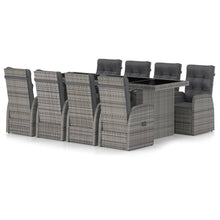 -Delige Tuinset Met Kussens Poly Rattan 9 Grijs en zwart