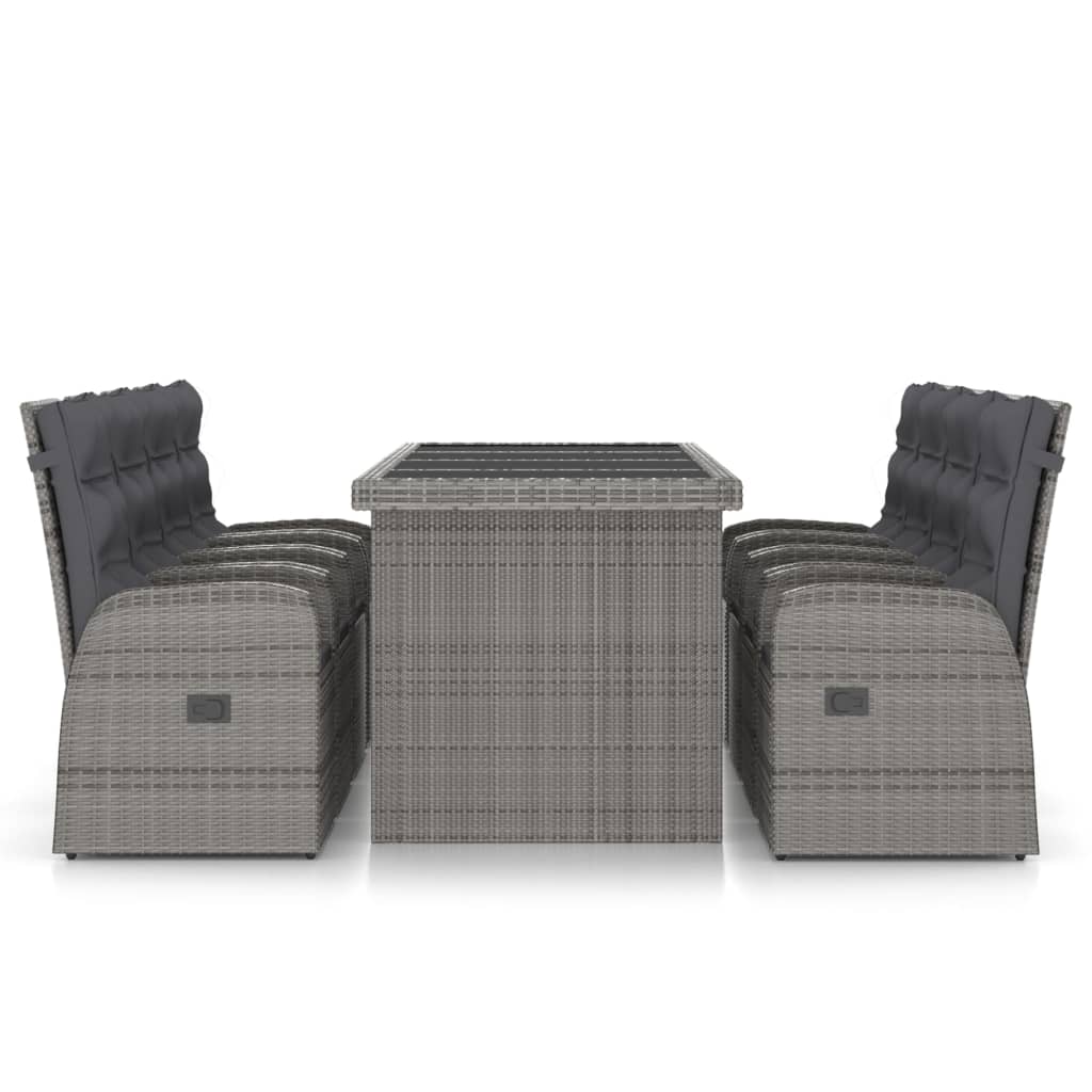-Delige Tuinset Met Kussens Poly Rattan 9 Grijs en zwart