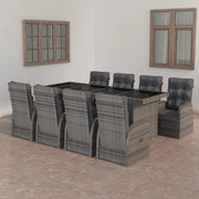 Tuinset 9-delig poly rattan grijs met kussens