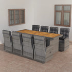 -Delige Tuinset Met Kussens Poly Rattan 9 Grijs en bruin