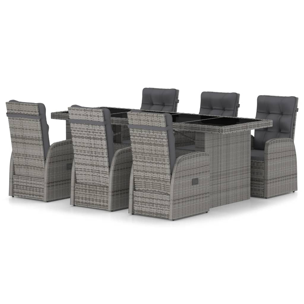 -Delige Tuinset Met Kussens Poly Rattan 7 Grijs en zwart