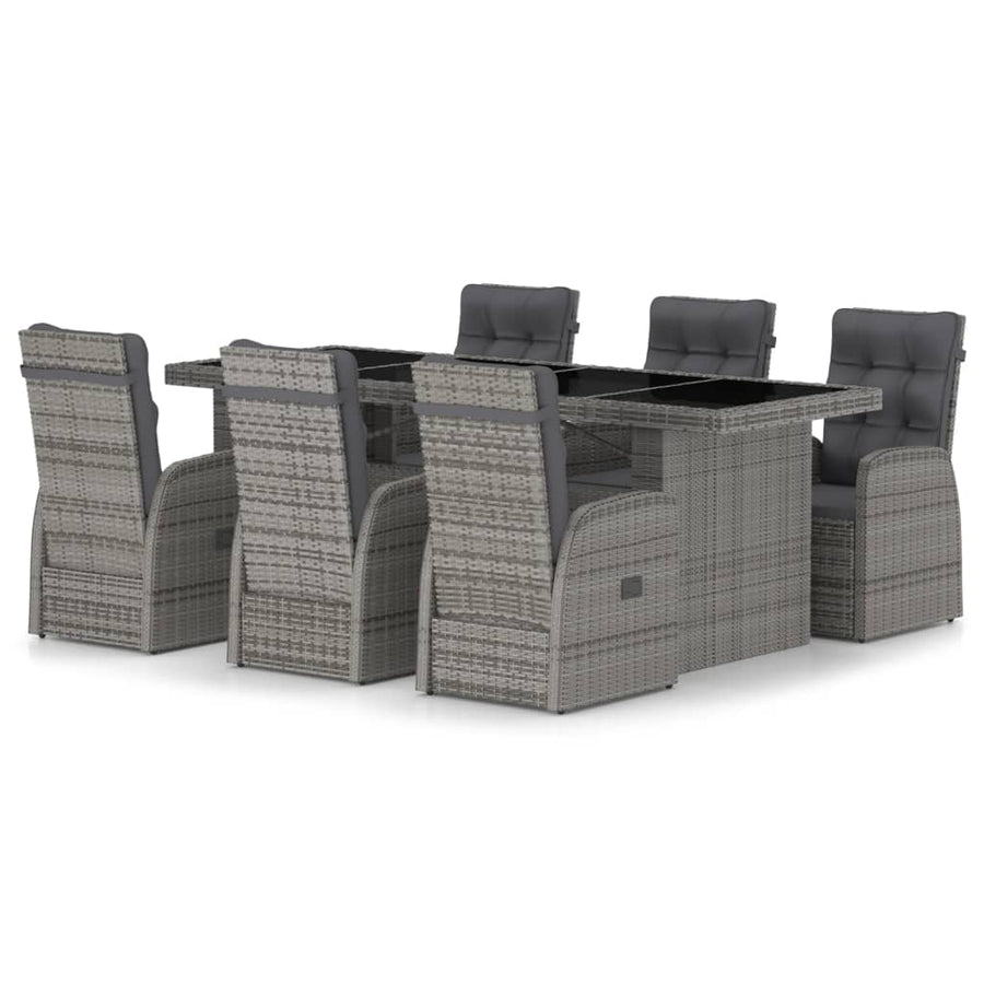 -Delige Tuinset Met Kussens Poly Rattan 7 Grijs en zwart
