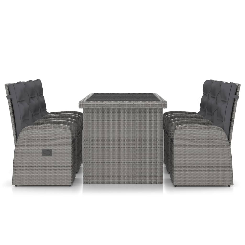 -Delige Tuinset Met Kussens Poly Rattan 7 Grijs en zwart