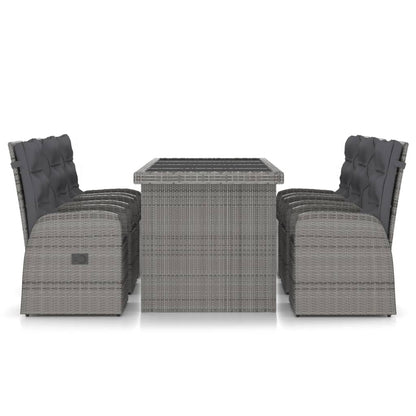 -Delige Tuinset Met Kussens Poly Rattan 7 Grijs en zwart