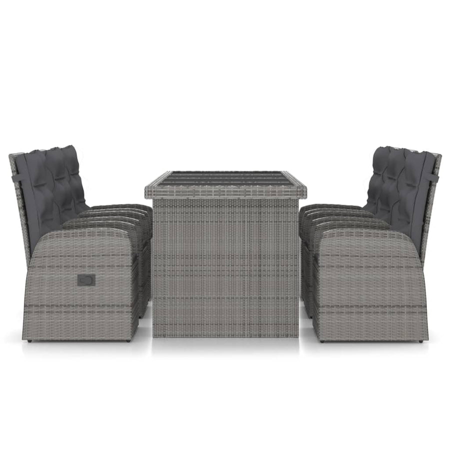 -Delige Tuinset Met Kussens Poly Rattan 7 Grijs en zwart