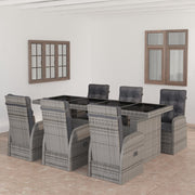 Tuinset 7-delig poly rattan grijs met kussens