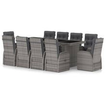 -Delige Tuinset Met Kussens Poly Rattan 11 Grijs en zwart