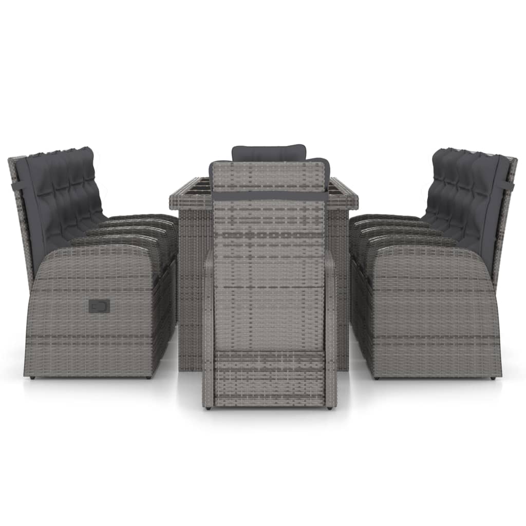 -Delige Tuinset Met Kussens Poly Rattan 11 Grijs en zwart