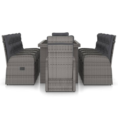 -Delige Tuinset Met Kussens Poly Rattan 11 Grijs en zwart