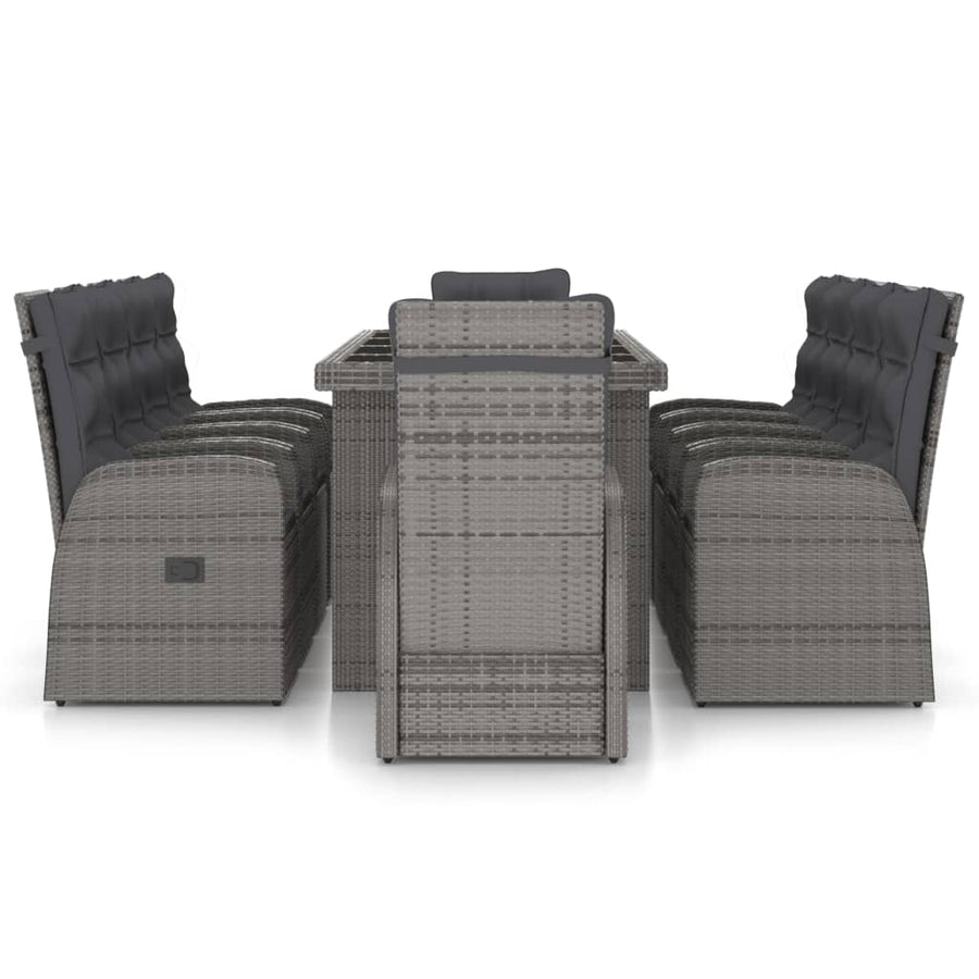 -Delige Tuinset Met Kussens Poly Rattan 11 Grijs en zwart