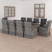 Tuinset 11-delig poly rattan grijs