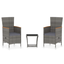 3-Delige Loungeset Met Kussens Poly Rattan Grijs Zonder voetensteun