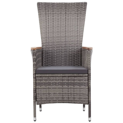3-Delige Loungeset Met Kussens Poly Rattan Grijs Zonder voetensteun