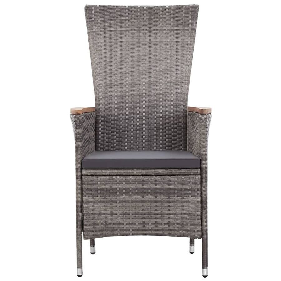 3-Delige Loungeset Met Kussens Poly Rattan Grijs Zonder voetensteun