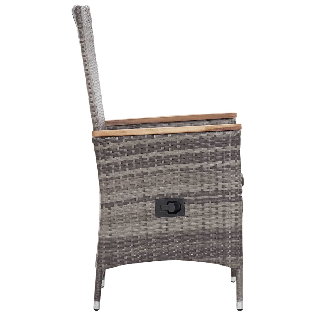 3-Delige Loungeset Met Kussens Poly Rattan Grijs Zonder voetensteun