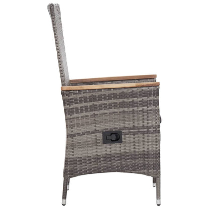 3-Delige Loungeset Met Kussens Poly Rattan Grijs Zonder voetensteun