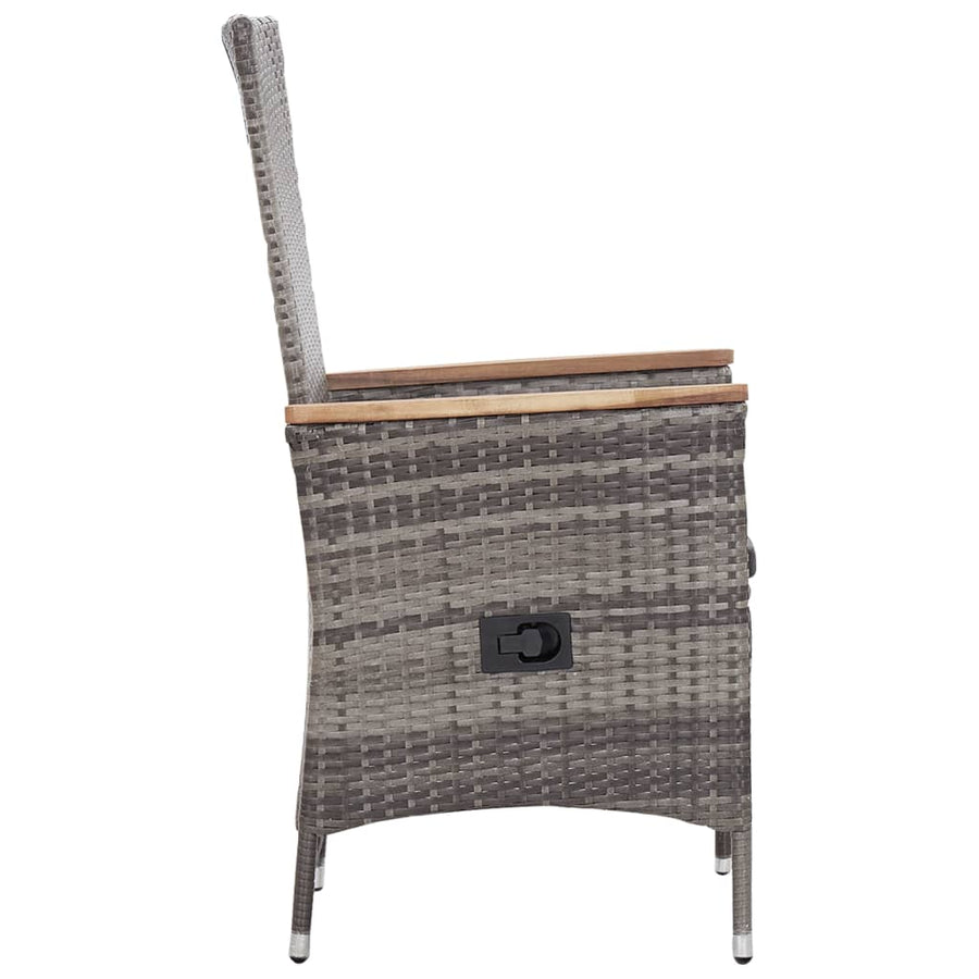 3-Delige Loungeset Met Kussens Poly Rattan Grijs Zonder voetensteun